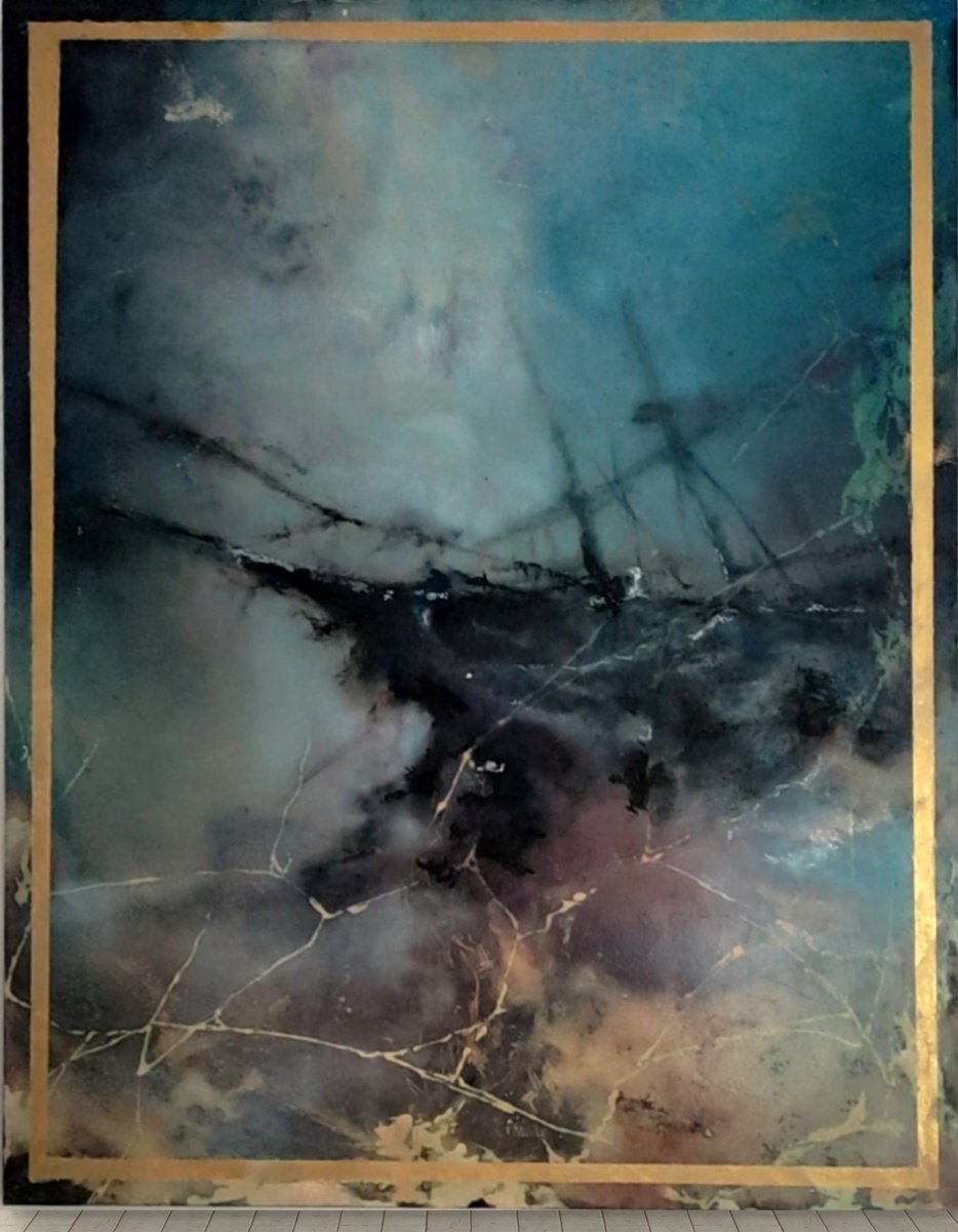 Impressionistic Abstract Oil Painting By Yuliia Kyrsanova, 28 X 35", Mysterious Light, Original Artwork