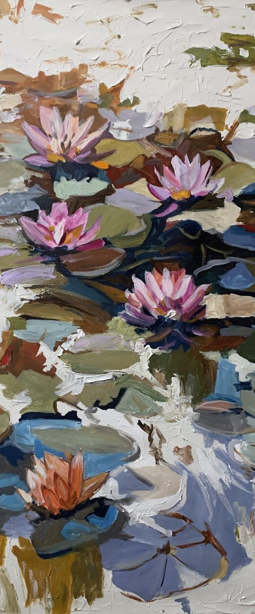 Summer Pond. Pink Water Lilies. by Vita Schagen
