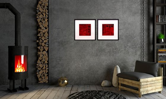 Red Composition - Acrylic Art Painting, Framed, Matted Painting, Abstract Painting,  Large Painting, Wall Art