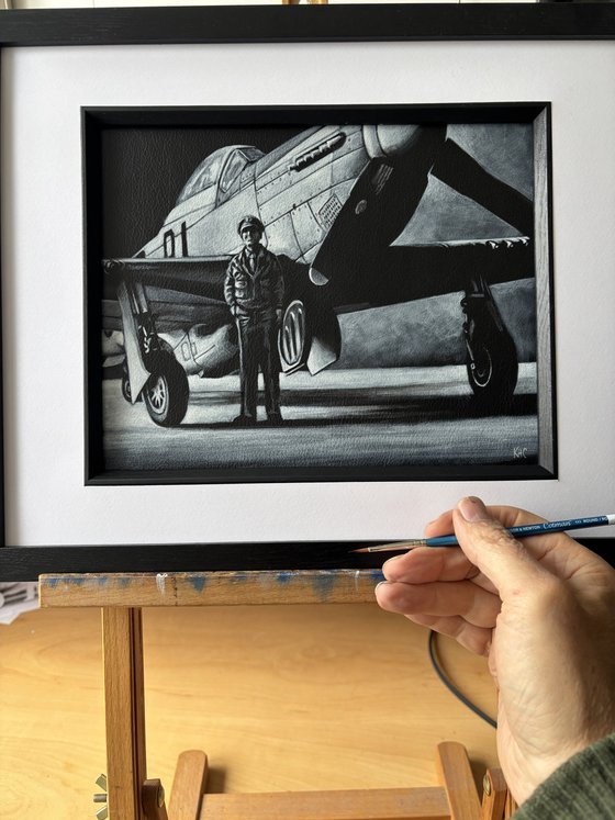 Monochrome Large P51 Mustang