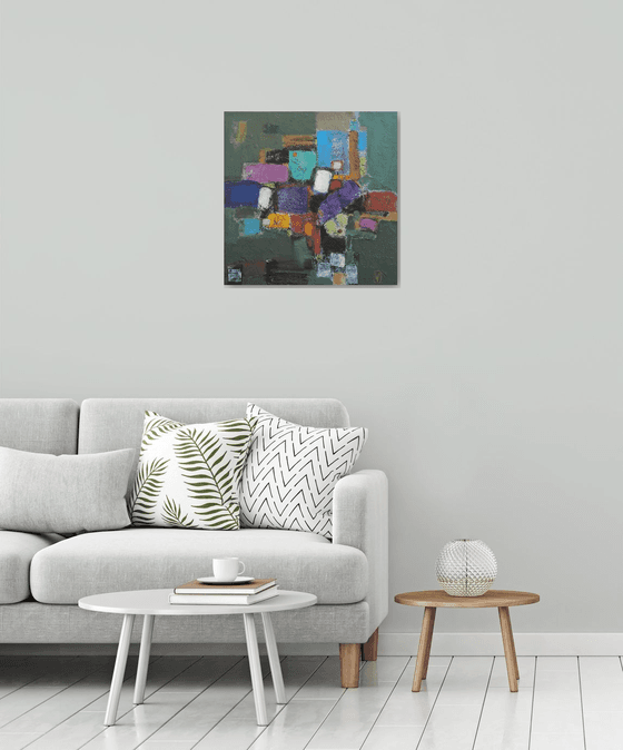 Abstraction-8 (60x60cm, oil painting, palette knife)