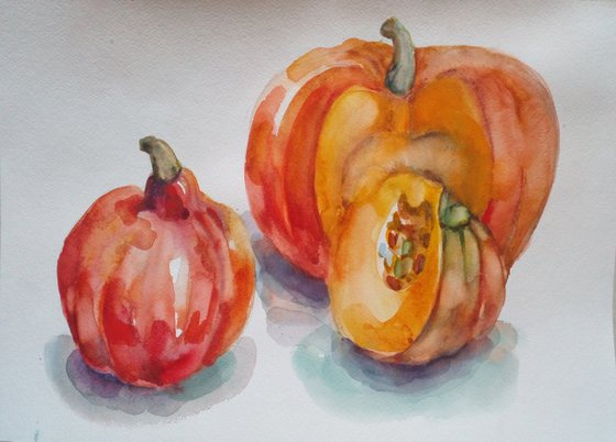 Still life with pumpkins