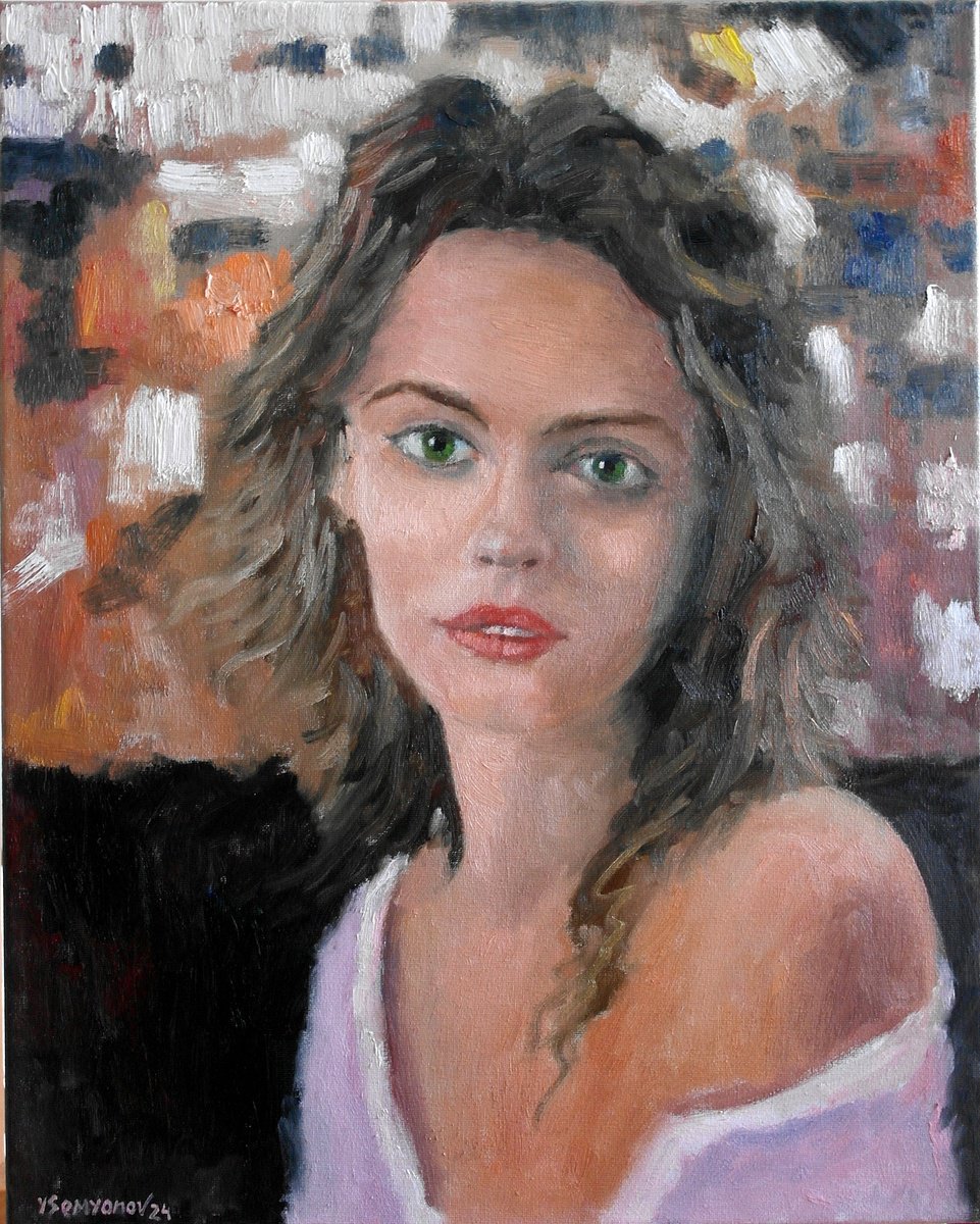 Impressionistic Portrait Oil Painting By Juri Semjonov, 16 X 20", A Lovely Young Lady #1, Original Artwork