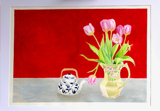 Teapot and Jug with Spring Flowers