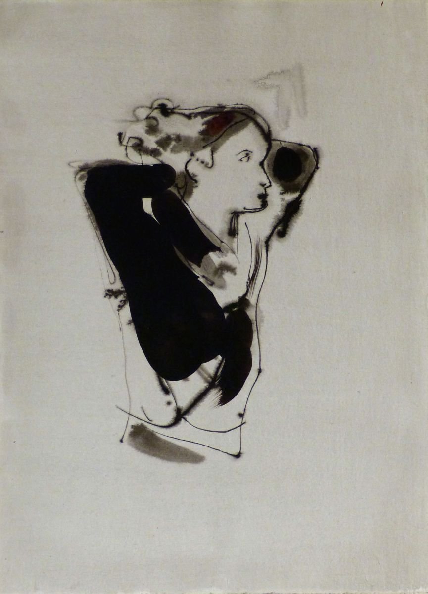 Woman with a Black Scarf, 29x41 cm by Frederic Belaubre