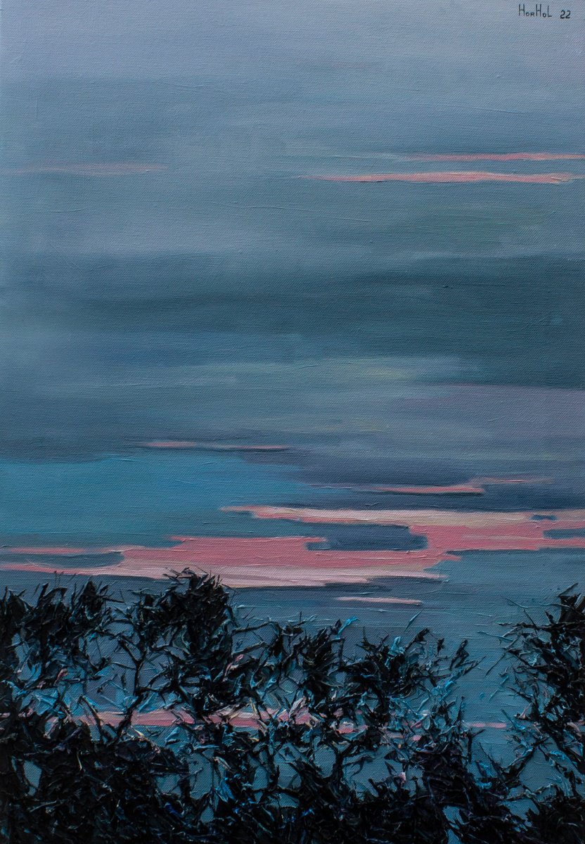 Impressionistic Landscape Oil Painting By Olena Horhol, 16 X 24", Morning, Original Artwork