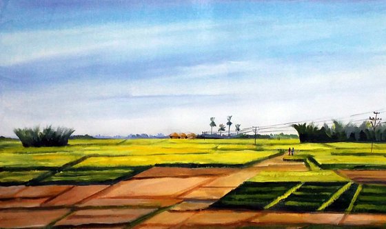 Rural Cornfield - Acrylic on Canvas Painting