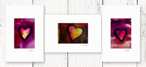 Heart Collection 25 - 3 Small Matted paintings by Kathy Morton Stanion
