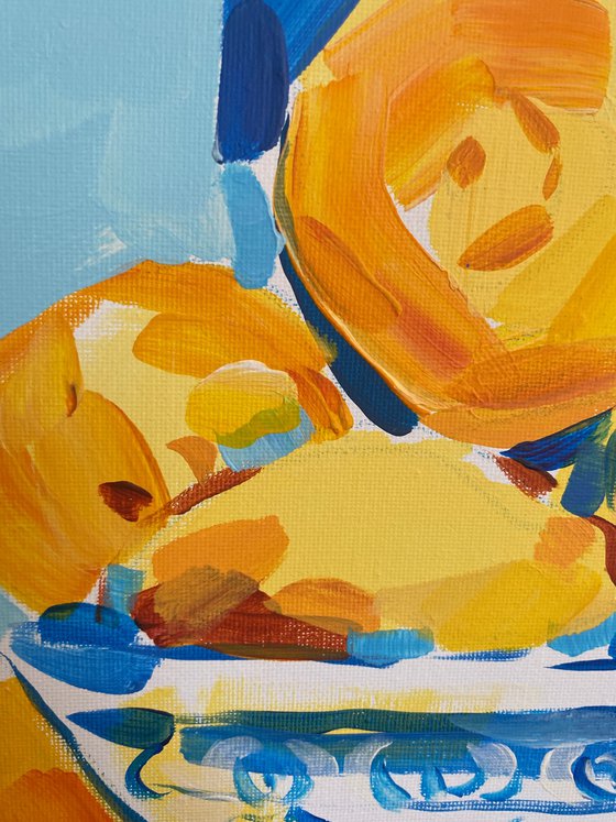 Blue Still Life With Lemons