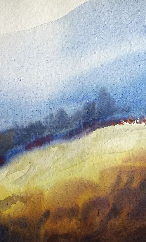 Mountain Valley - Watercolor Paper by Samiran Sarkar