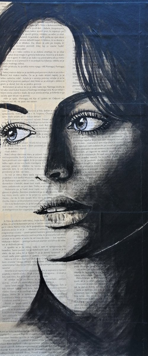 Paper portrait - mixed media wall art by Mateja Marinko