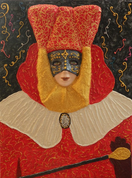 Carnival - Original, unique, modern abstract fantasy festive costume, impasto painting in high relief