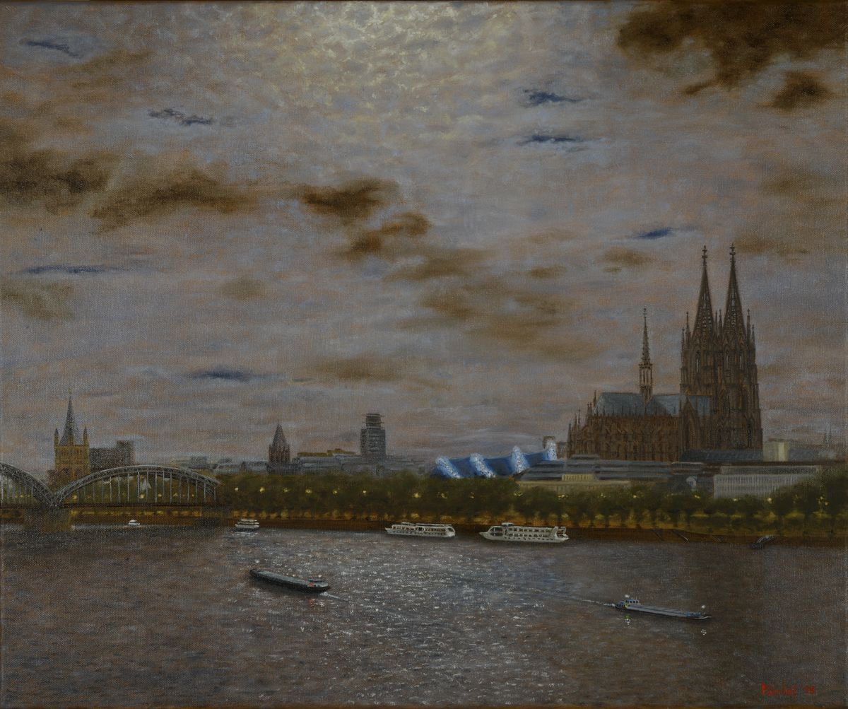 Moonlit night over Cologne by Frank Puschel