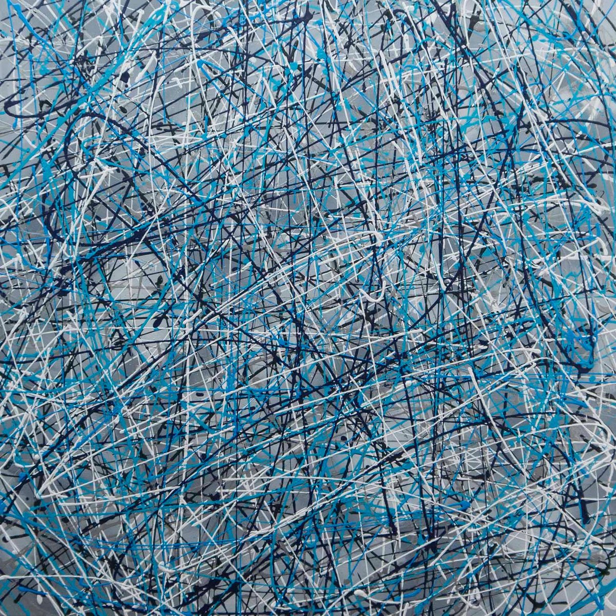 Expressive Abstract Acrylic Painting By Km Arts, 31 X 31", A Breeze Of Blue, Original Artwork