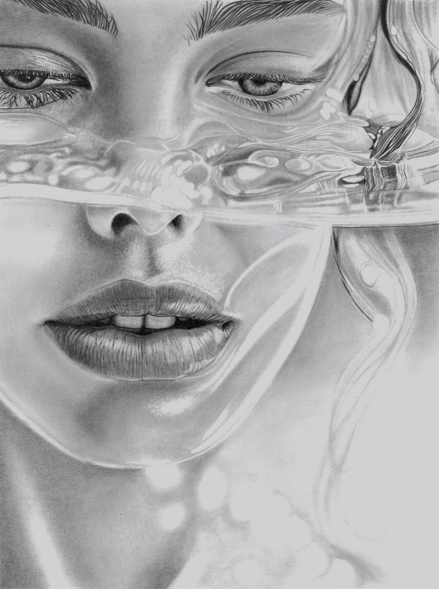 Photorealistic Pencil Drawing , Underwater V By Paul Stowe, 12 X 18, Artwork For Sale On Artfinder