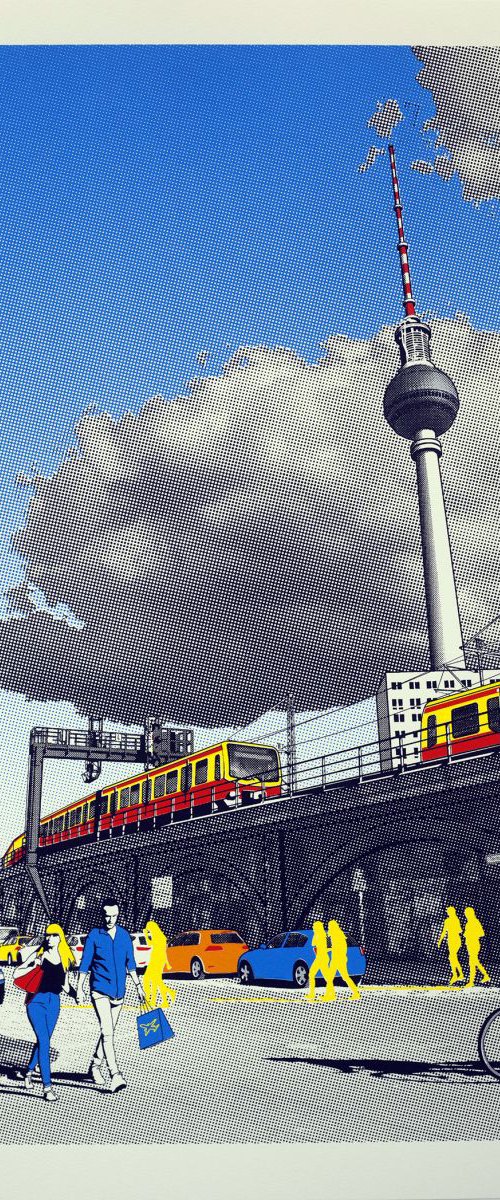 Alexanderplatz screenprint by Gerry Buxton