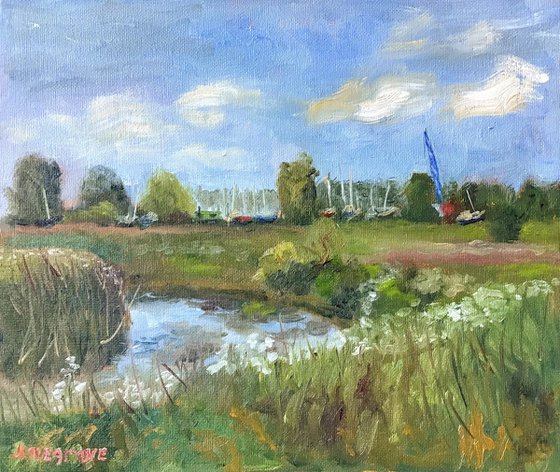 River Stour meadows - another oil painting by Julian Lovegrove