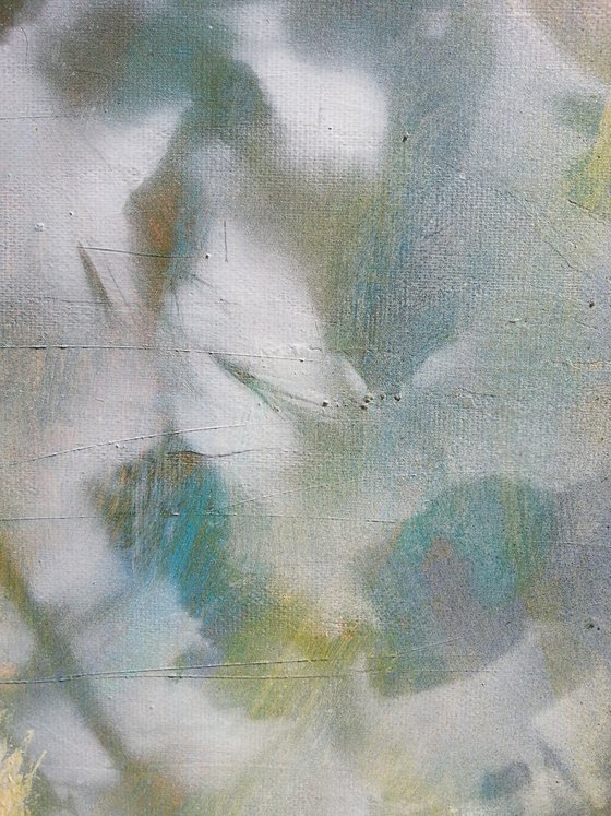 "Abstract foliages n°4" - Floral abstract spray-paint and acrylic