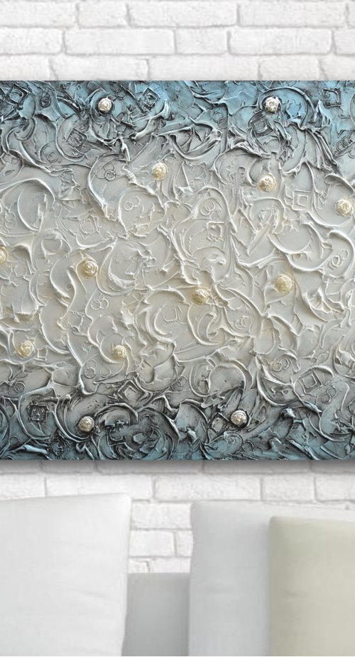 Blue Swirls - Wall Art Sculpture, Large Abstract Painting, Textured Contemporary Artwork by Olga Tkachyk