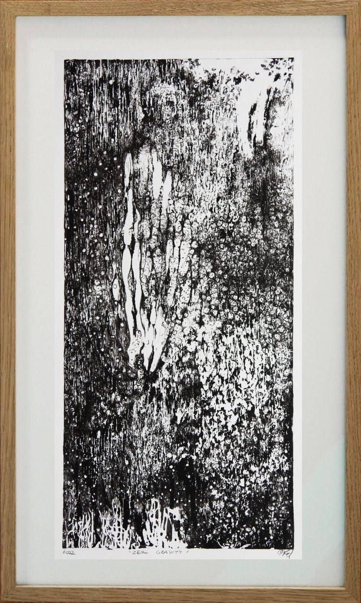 Abstract Ink Drawing By Przemek Kret, 10 X 17", Zero Gravity, Original Artwork