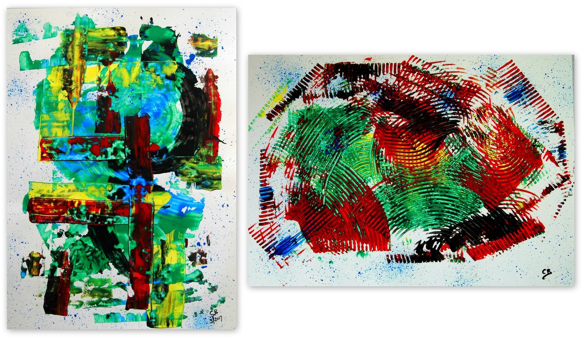 Abstract Acrylic Painting By Cb., 47 X 20, Abstracts On Paper 26/149, Original Artwork