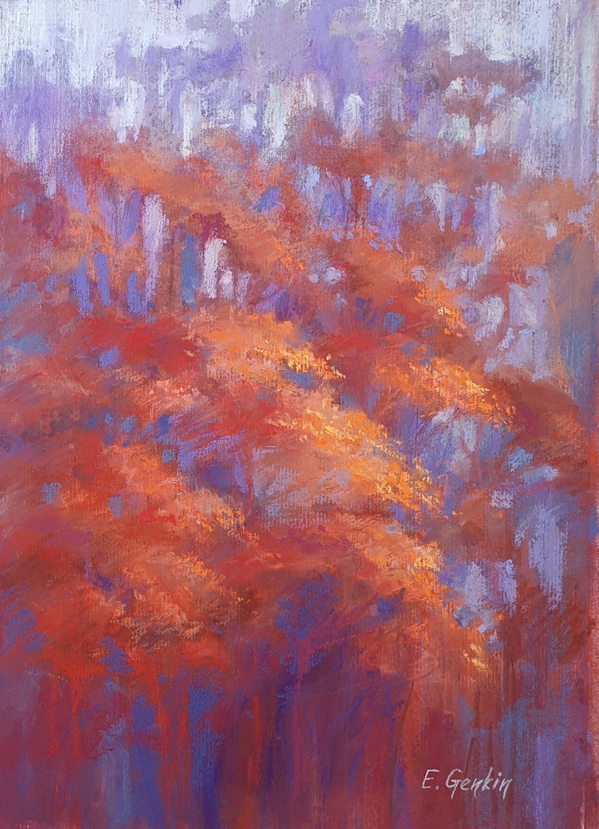 Impressionistic Landscape Pastel Drawing By Elena Genkin, 10 X 14, Queen Anne