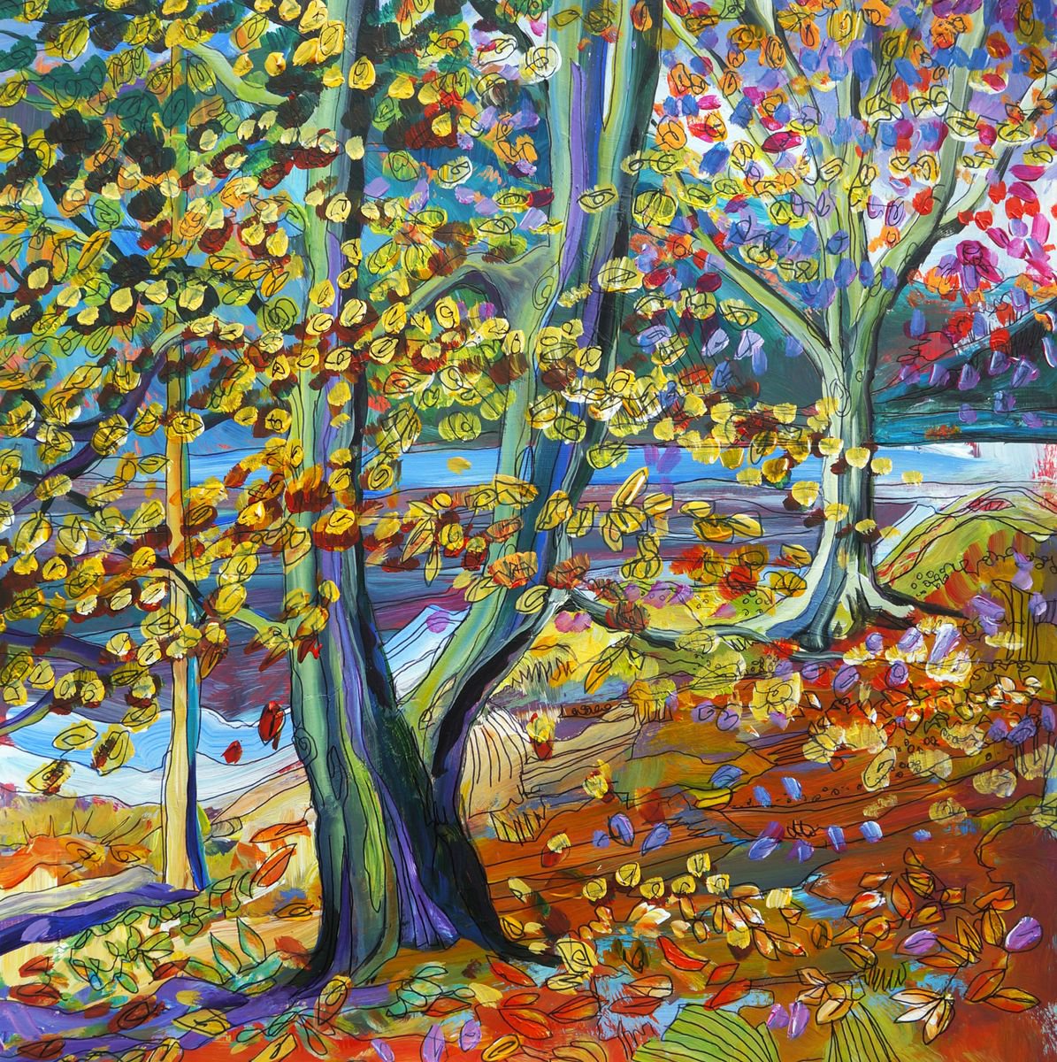 Beech Trees in Autumn by Julia Rigby