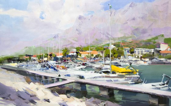 Sailboats painting - Makarska Harbor