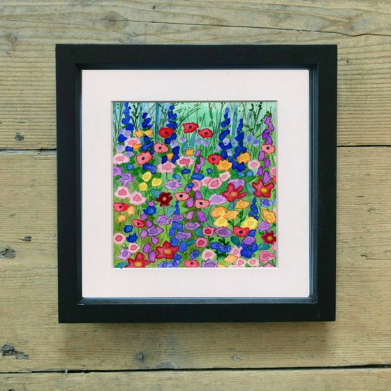 Wildflowers Two - mounted watercolour, small gift idea