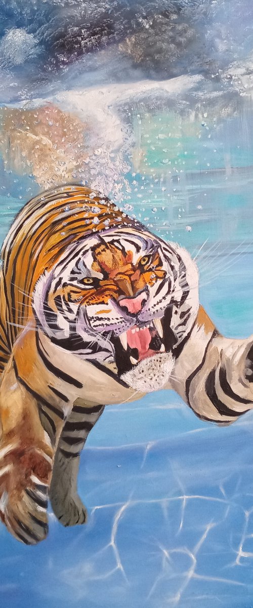 Swimming Tiger by Ira Whittaker