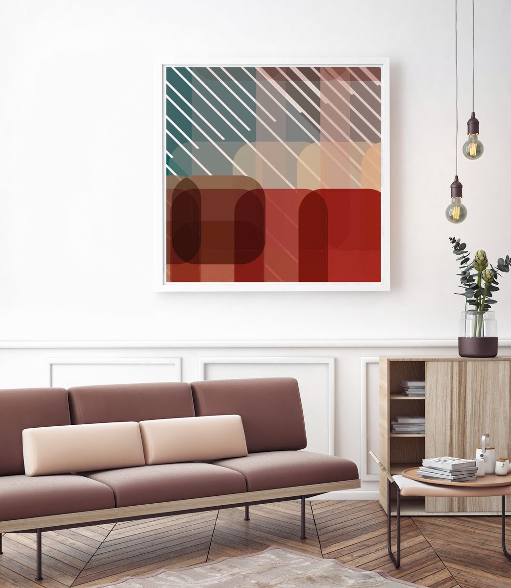 Geometric Abstract Giclee Print By Leigh Bagley, 41 X 41", Linden, Original Artwork