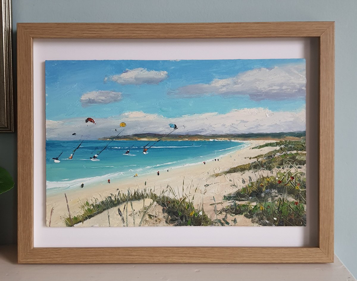 Impressionistic Landscape Oil Painting By Roberto Ponte, 16 X 12", Camber Sands, England, Original Artwork