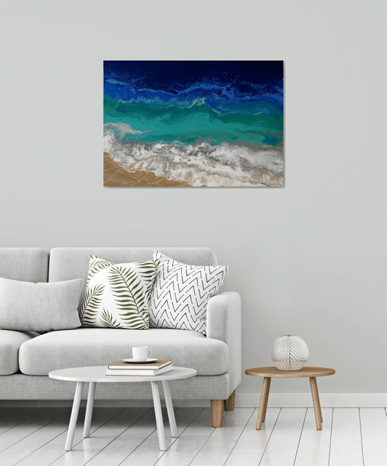 “White Waves” LARGE Painting 70x100 cm