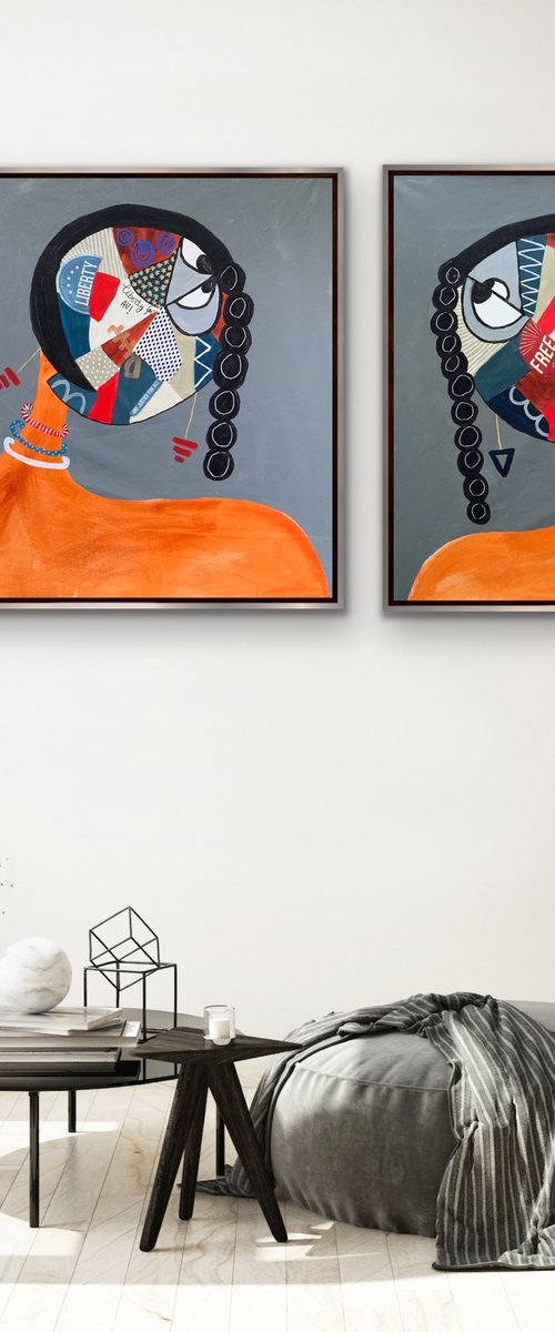 Freedom and Liberty (Diptych) by Rashna Hackett