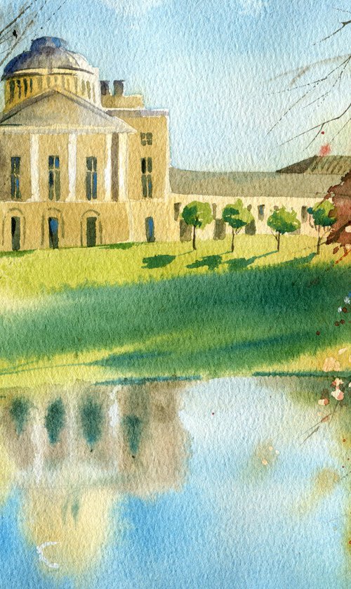 Pavlovsky Park. Original watercolor artwork. by Evgeniya Mokeeva