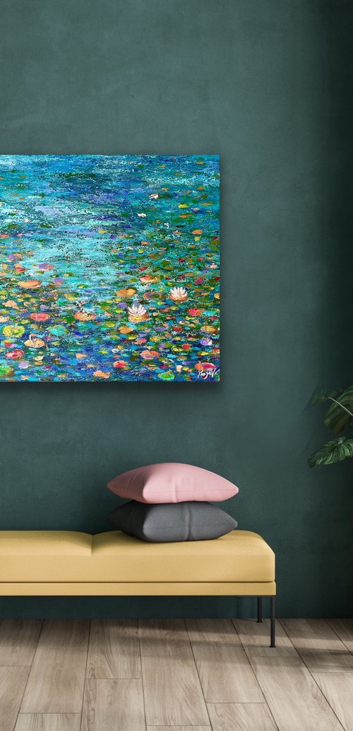 Waterlily Pond - Blue Haven by Pooja Verma