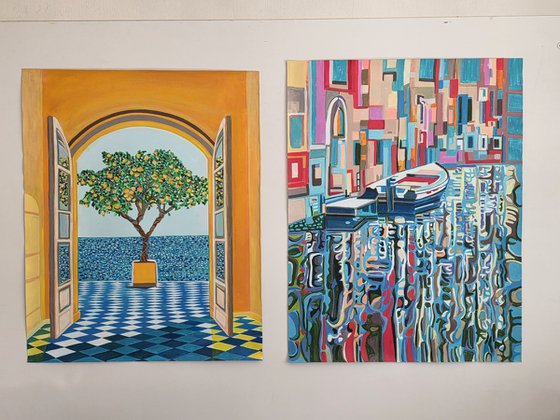 Seascape with lemon tree