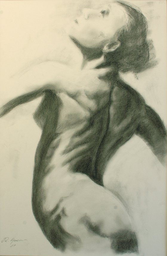 Nude study. Charcoal drawing.