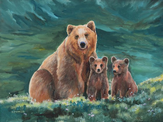 Mama bear' Oil painting by Lucia Verdejo