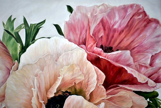 Author's oil painting with flowers "Anemones" 90 * 80 cm