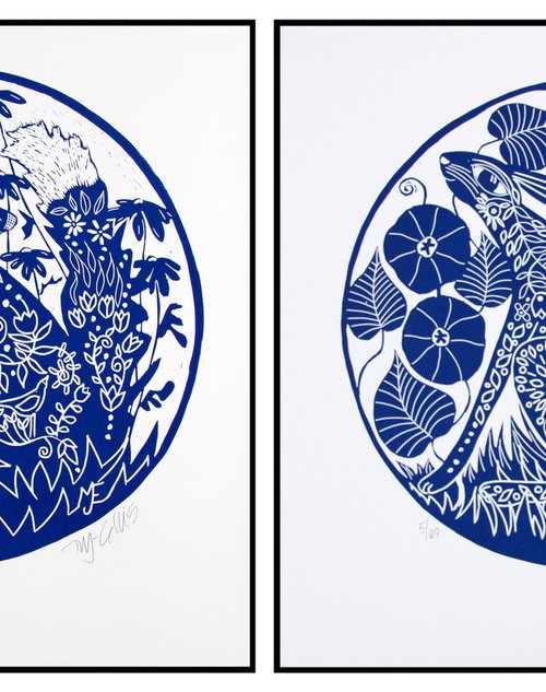 Hare and Fox, Pair of Prints by Mariann Johansen-Ellis