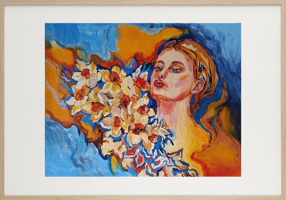 Woman in daffodils