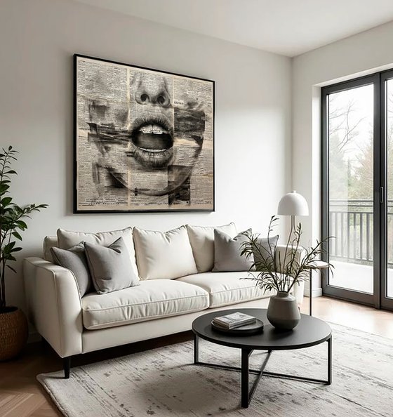 Large Concept Portrait on Vintage Newspapers
