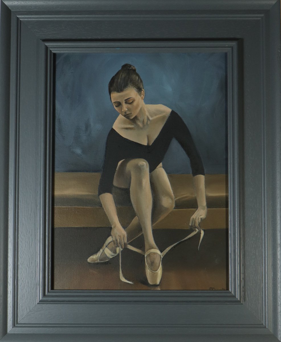 Tying the Knot, Dancers Portrait, Ballet Painting, Oil Figurative Art, Ballerina by Alex Jabore Paintings and Prints