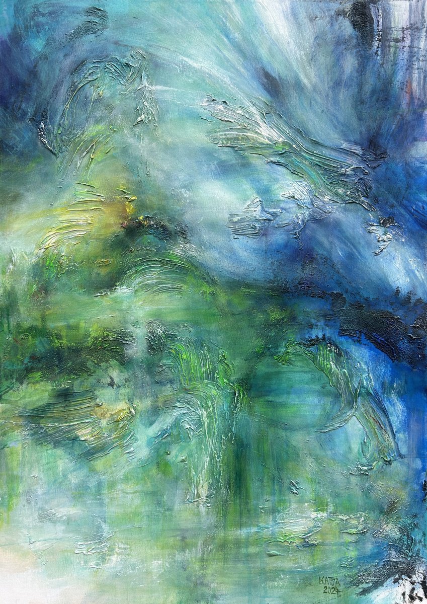 Organic Abstract Painting By Katja Wittmer, 21 X 29", Growth, Original Artwork