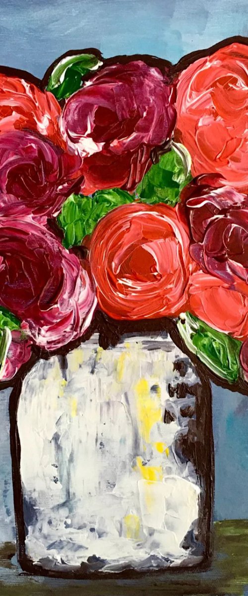 Red Bordo  Roses by Olga Koval