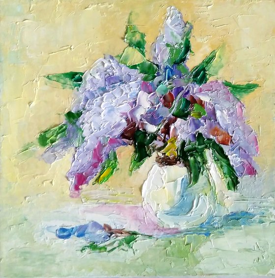 Lilac Painting Original Art Small Floral Artwork Flower Wall Art