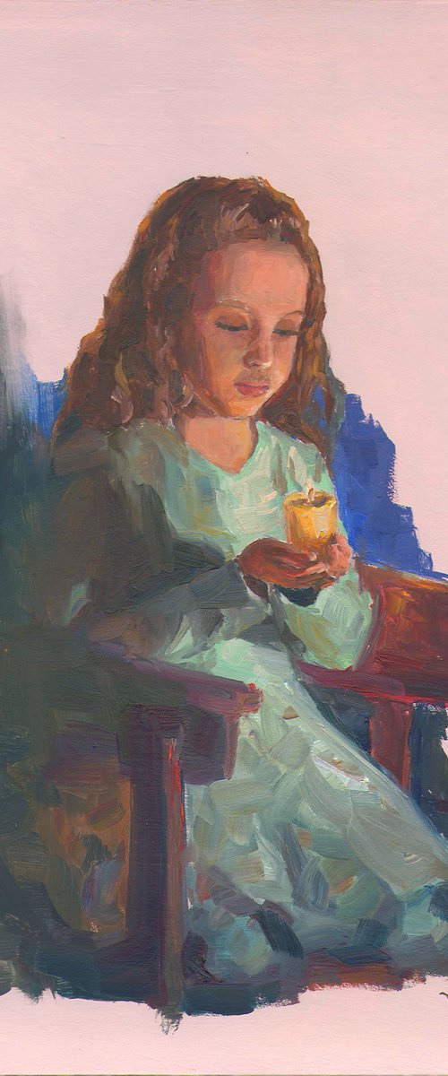 Girl with candle by Vachagan Manukyan