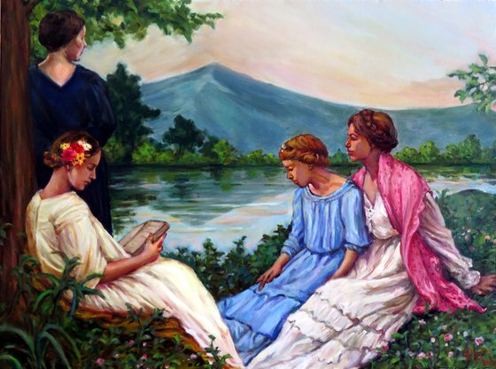 By the Lake, Contemporary,Oil,Canvas