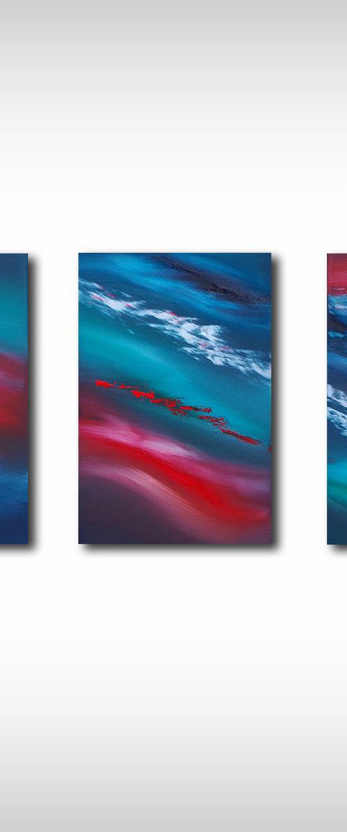 Time passes slowly,  Full Series  - Triptych n° 3 Paintings, Original abstract, oil on canvas by Davide De Palma